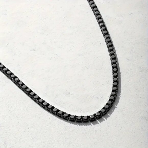 2ct Black Diamond Mens Platinum Silver Tennis Necklace 18 20 24 Inch Jewelry - Picture 7 of 9